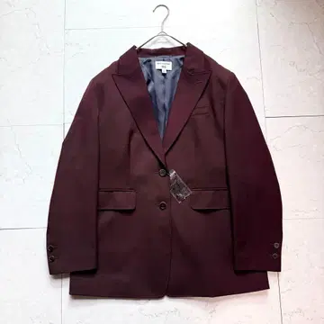 새상품 유니클로 이네스 테일러드 자켓 울 블렌드 XL 보르도