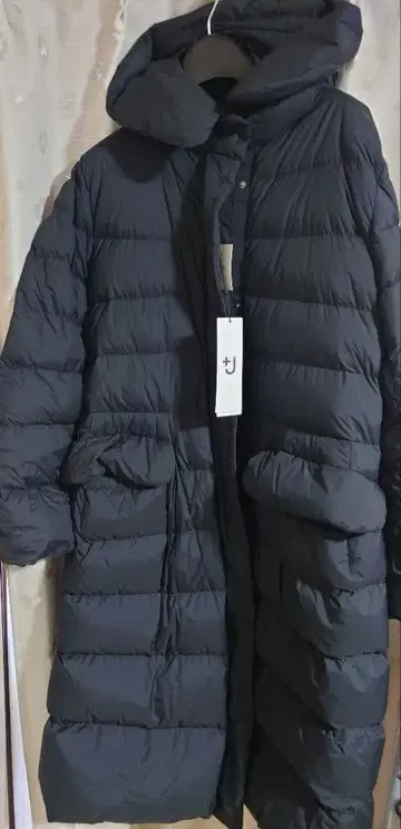 UNIQLO 블랙 롱다운 코트 +J XL