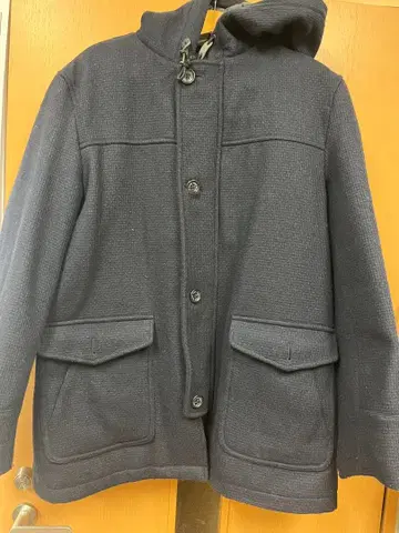 후드 부착 네이비 더플 코트