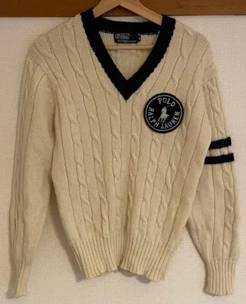 폴로 랄프로렌 칠드런 니트 스웨터 V넥 울 니트 화이트