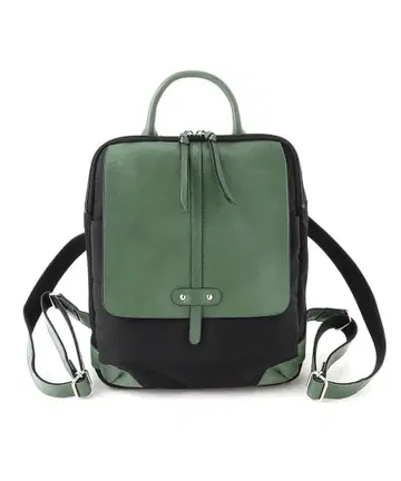 블랙과 그린의 가죽 백팩