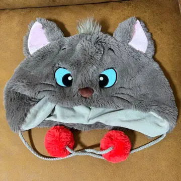 고양이 귀 플리스 후드 빨간색 폼폼 포함