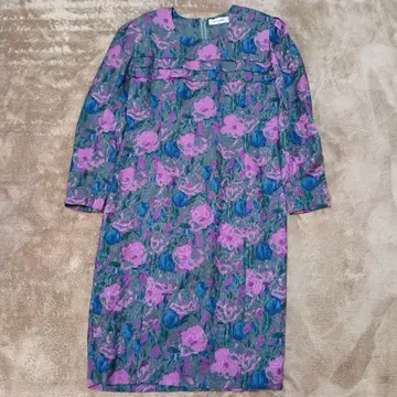 rochas 긴팔 원피스 꽃무늬 원피스 실크 페이즐리 무늬 포멀