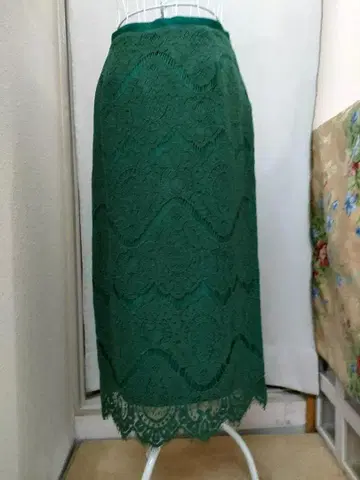 알아바일 레이스 그린 스커트