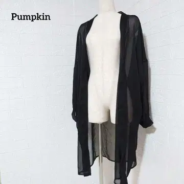 0103 [ Pumpkin ] 시스루 가디건 긴팔 롱 기장 비침