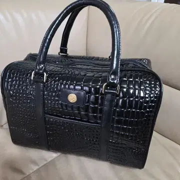 크로커다일풍 블랙 보스턴 백 쇼와 레트로