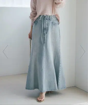 [ 라부티크 봉봉 ] 리본 데님 머메이드 맥시 스커트