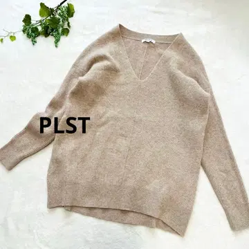 PLST 플라스테 니트 스웨터 램스울 캐시미어 베이지 V넥