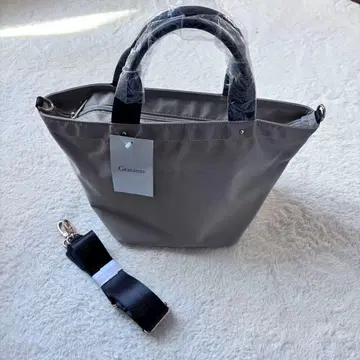 새상품 Gratante 천연 가죽 핸들 2way 나일론 미니 토트 그레이