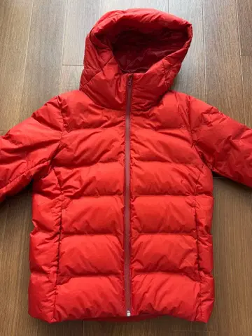 유니클로 심리스 다운 파카 S 오렌지