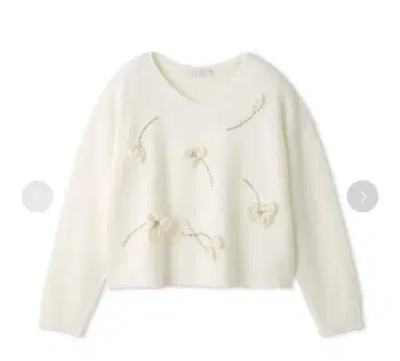 셀포드 플라워 모티브 비쥬 니트 풀오버