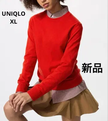 UNIQLO 캐시미어 크루넥 스웨터 빨간색 XL 미사용 새상품 RED