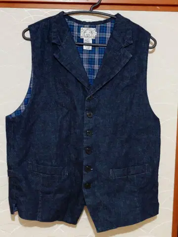 EVISU 카라 부착 데님 베스트 사이즈 42