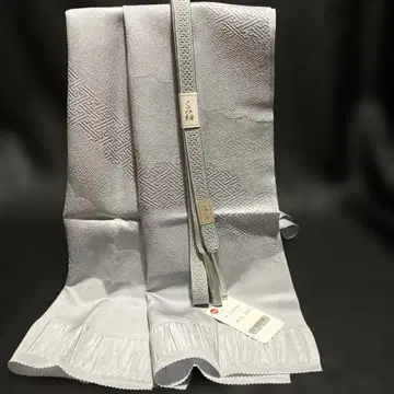 미사용품 순수 실크 오비 장식 천 허리띠 2세트 옅은 그레이