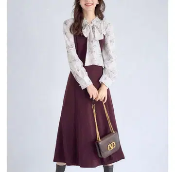 토코 클로젯 보타이 리본 플라워 프린트 도킹 원피스