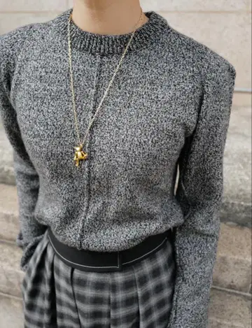 마차트 machatt 숄더 믹스 니트 블랙 새상품