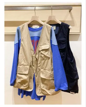 BEAMS BOY 크로스 헌팅 베스트 베이지 프리 사이즈