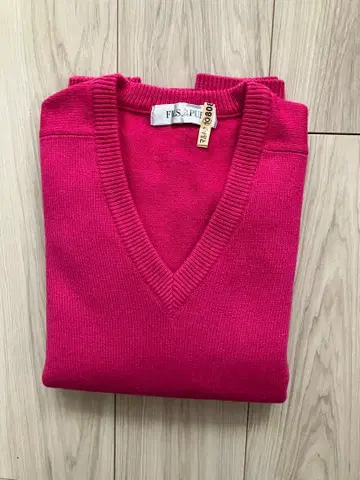 캐시미어 100% 핑크 V넥 니트 스웨터