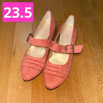 새상품 베네비스 스트랩 펌프스 핑크 골드 라메 도트 일본제