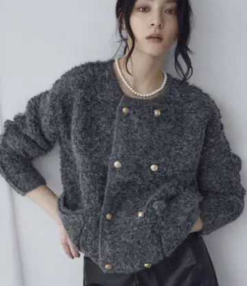 새상품! ELFRANK 루프 니트 가디건 루프 편직 긴팔 M