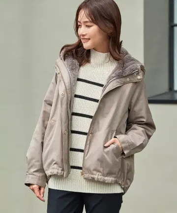 grove 3WAY 인조 모피 마운틴 후드티