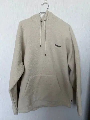 VOLCOM 플리스 후드 부착 후드티 크림색