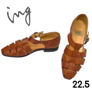 인기 ing 구르카 샌들 스냅 버튼 브라운 브라운