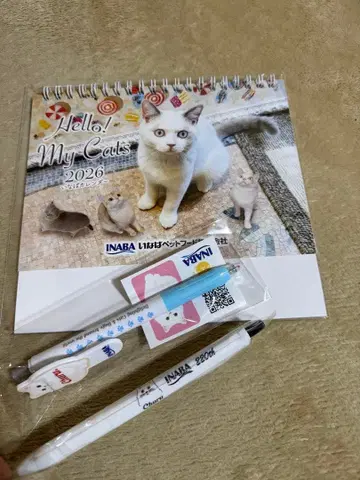INABA 이나바츄르 2026 고양이 달력과 볼펜 2개