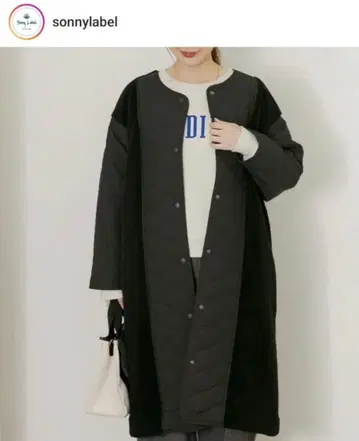 sonnylabel 퀼팅 절개 롱 보아 코트