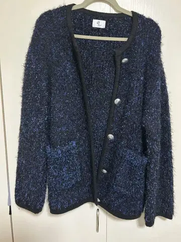 eL 3G Mix Trim Cardigan 지나시스 블루 계열