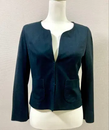 [ INED 이네드 ] 여성용 M 옷깃 없는 자켓 ( 블랙 )