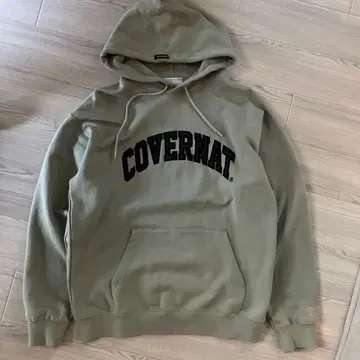 COVERNAT 프론트 로고 후드티 올리브