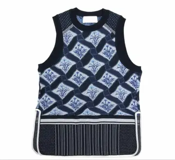 마메 플로럴 체크 니트 베스트