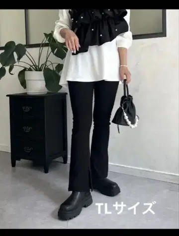 안쪽 미세 기모 슈퍼 스트레치 슬릿 팬츠