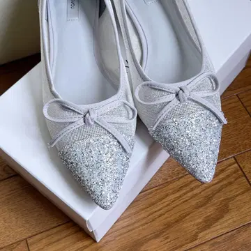 EVOL 실버 글리터 플랫슈즈 24cm