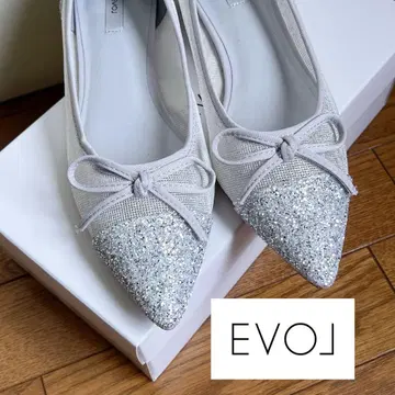 EVOL 실버 글리터 플랫슈즈 24cm