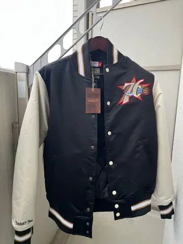 헤비 웨이트 새틴 자켓 빈티지 로고 76ERS