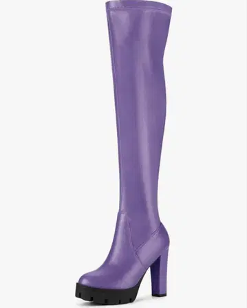퍼플 니하이 부츠 하이힐 25.4cm