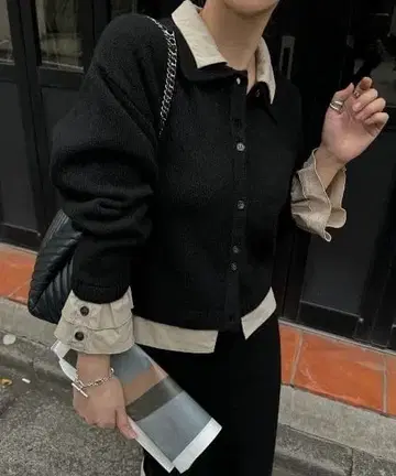 Willfully 셔츠 도킹 프릴 커프스 니트 가디건