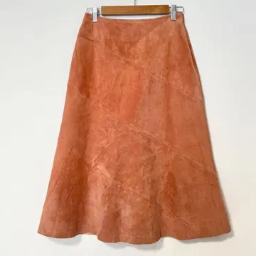 H 스웨이드 스커트 플레어 돈피 코튼 100% 사이드 지퍼 안감