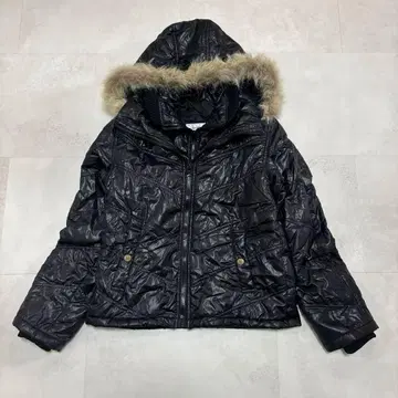 00s y2k M 쇼트 퍼 다운 자켓 블랙 아카이브 헤이세이 갸루