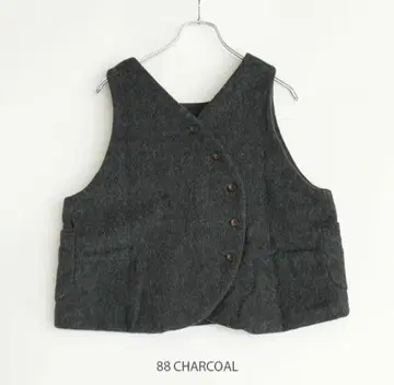 tumugu(츠무구) 울 헤링본 샤기 2way 베스트 차콜