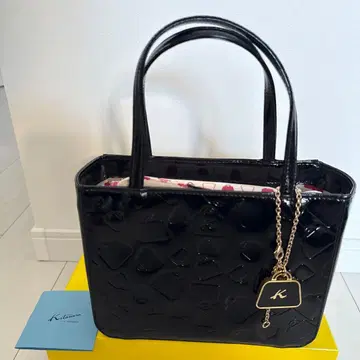 키타무라 블랙 에나멜 핸드백