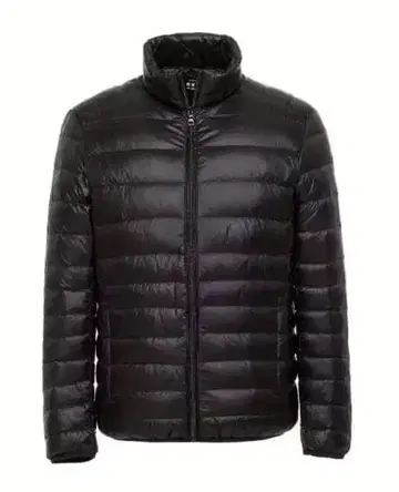 남성용 경량 다운 자켓, 무지, 심플한 스탠드 카라 L 사이즈