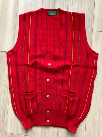 Johnston & Murphy 레드 케이블 니트 베스트 M 사이즈