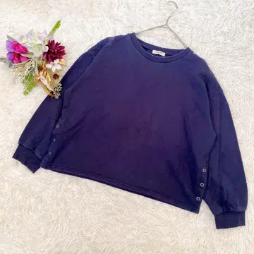 [ studio CLIP ] 네이비 크롭 맨투맨(F)