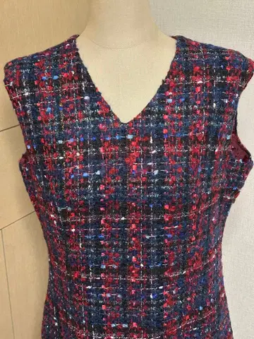 Do CLARSSE 슬리브리스 원피스 빨파블랙 체크 미사용 새상품