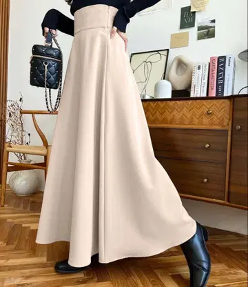 컷 조젯 하이웨스트 볼륨 플레어 스커트