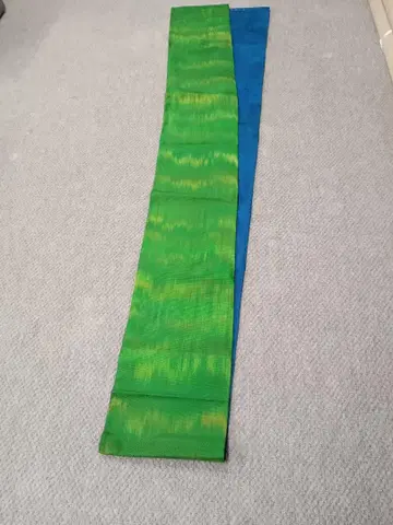 순수 실크 나고야 오비 본초목염 그린과 파랑 리버서블