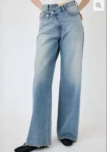 MOUSSY 크로스 웨이스트 와이드 스트레이트 라이트 블루